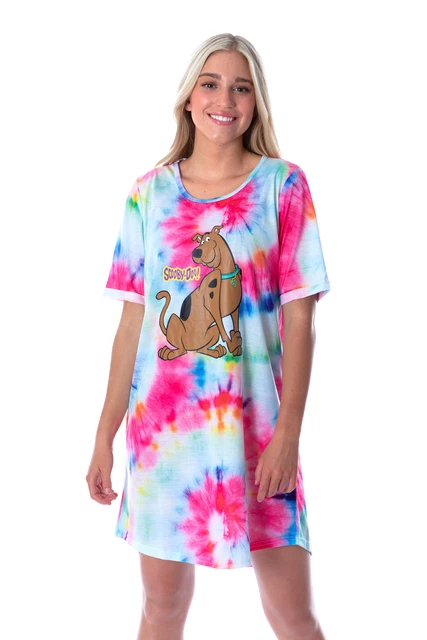 Scooby-Doo Women's Cartoon Graphic Tie Dye Nightgown Sleep Shirt Pajama