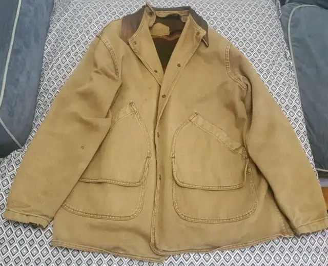 Vintage Woolrich Brown Denim Wool interior Lining Jacket Men's Size XL