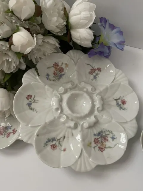 Antique French Oyster Plates, 6, Hand Painted