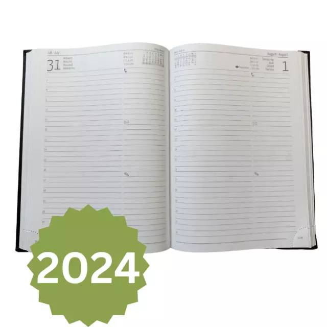 Buchkalender 2024 Kalender Kalenderbuch Monatsübersicht & 1 Tag / Seite A5