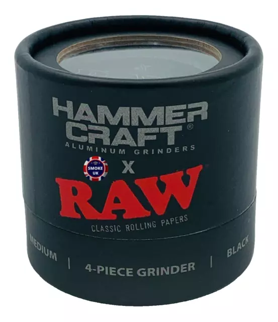 Hammercraft X Raw Black 4 Part Magnetic Metal Aluminium Grinder 2.2" Medium Size