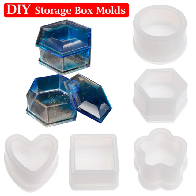 Hexagon Round Storage Box Molds Silicone Casting Mould Crystal Glue Epoxy Resin