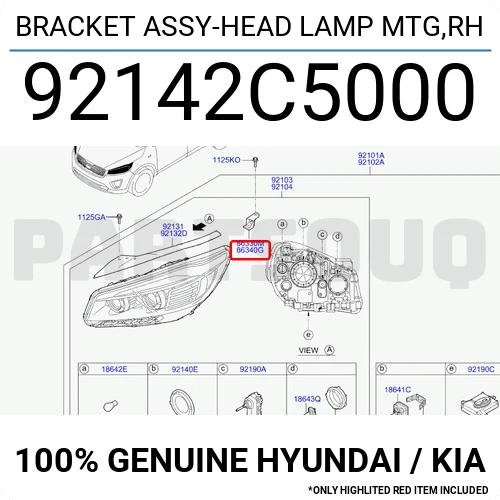 92142C5000 Genuine Hyundai / KIA BRACKET ASSY-HEAD LAMP MTG,RH