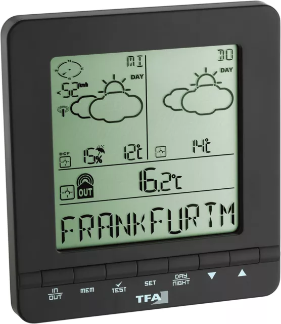 TFA Funk Wetterstation Wettervorhersage mit Außen Sensor Funk Wetter Prognose