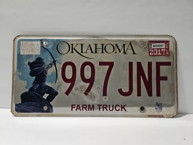 Vintage Oklahoma Farm Truck  License Plate Tag 997 JNF