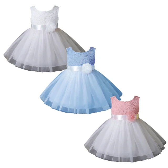 Abito in pizzo bambina fiore bambino principessa matrimonio compleanno festa abiti formali