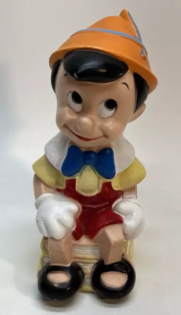 1970's Pinocchio Piggy Bank Walt Disney Production Play Pal Plastics