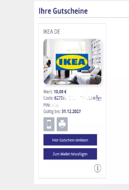 Ikea Gutschein (10,-Euro) digital