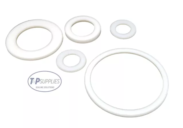 Teflon PTFE Washers / Spacers 1mm thick x2 Bespoke Size upto 40mm diameter