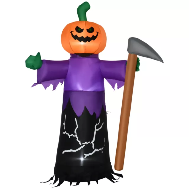 5' Inflatable Halloween Pumpkin Jack O Lantern Grim Reaper Blow-Up Decoration 3