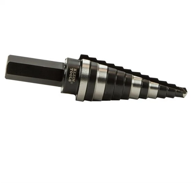 Klein Tools (KTSB14) Step Drill Bit #14 Double-Fluted, 3/16" - 7/8" - 12 Holes 3