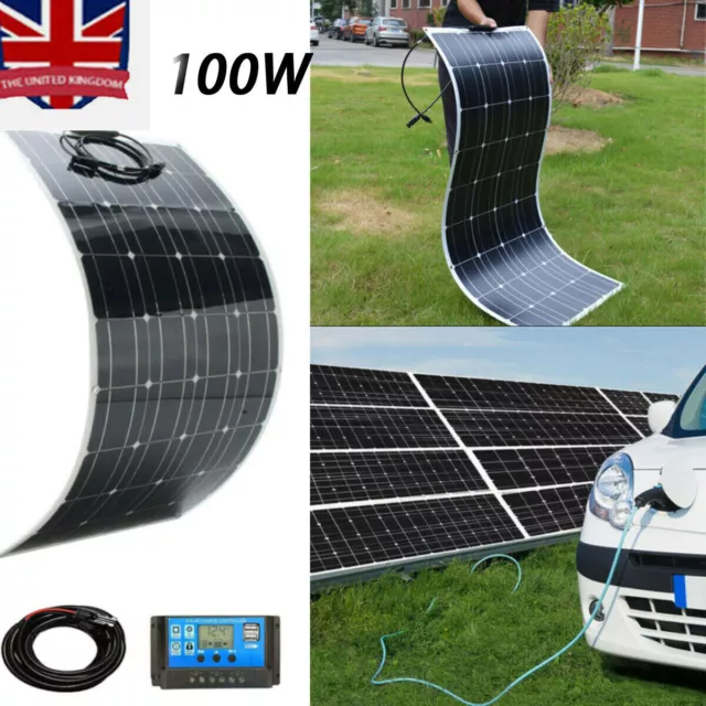 Flexible 100W Solar Panel Charging Kit Marine Caravan Charger&30A Controller