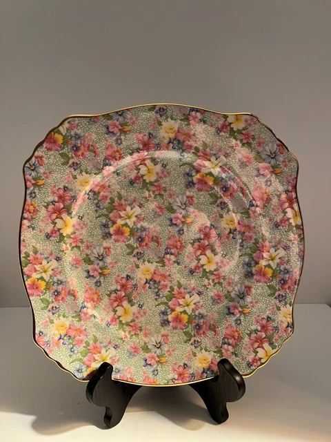 Royal Winton Grimwades Marion Chintz 1995 Square Dinner Plate 10 5/8"