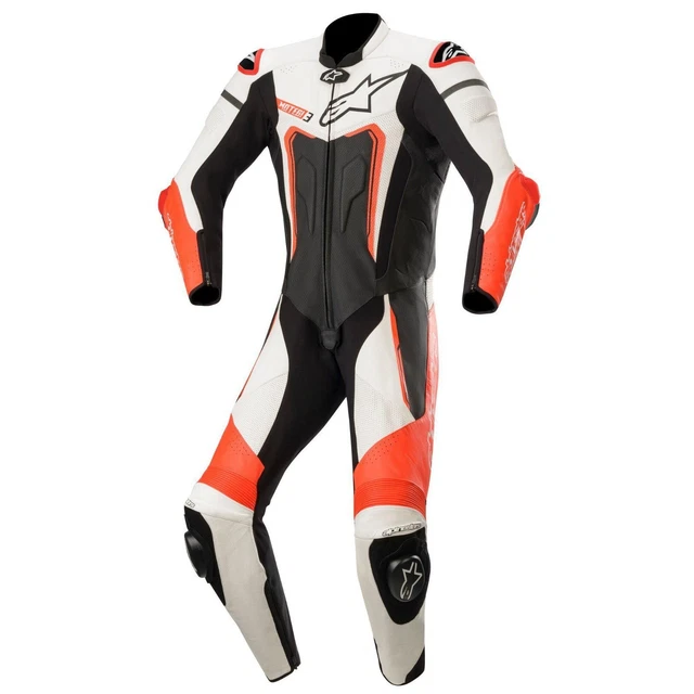 Alpinestars Motegi V3 Black White Fluo Red 1PC CE Leather Motorcycle Race Suit