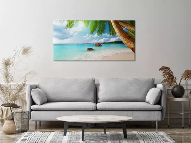 Leinwandbild Kunst-Druck Paradiesstrand Seychellen 120x50 cm 3