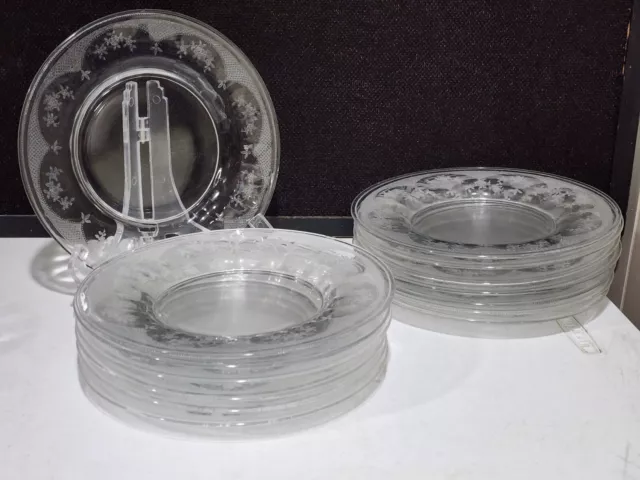 SET OF 13- Fostoria #267 VIRGINIA Etched Clear 8 1/2" Salad Luncheon Plates