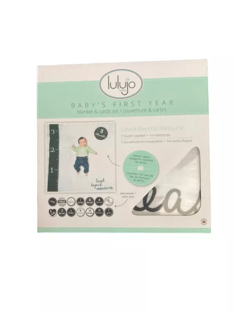 Lulujo Baby’s First Year Muslin Blanket and Card Set Loved Beyond Measure