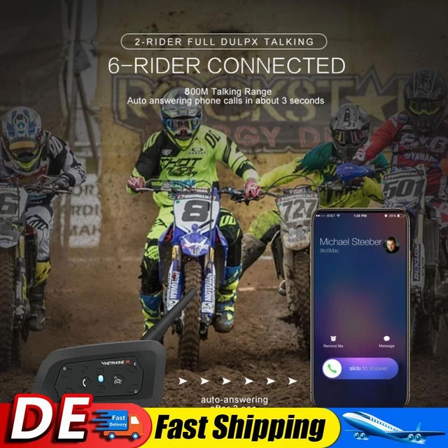 Akozon Cuffia Bluetooth Con Microfono Per Moto V8 – Accessorio Citofono Ricambio, Auricolare Resistente Con Cancellazione Del Rumore - copertina