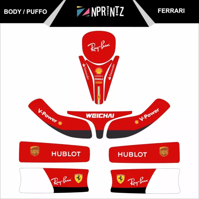 Puffo Bambino Ferrari Style Full Kart Sticker Kit - Karting - Evk-Cadet-Rookie