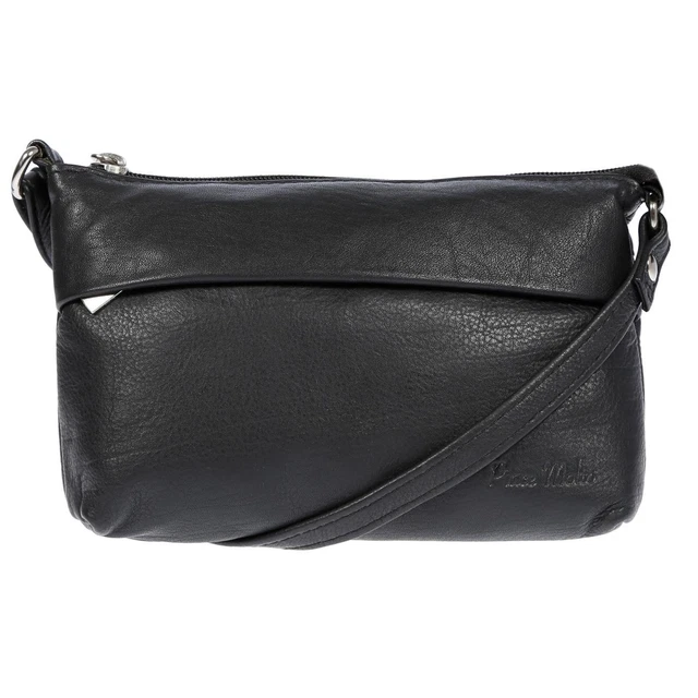 Petit Véritable Cuir pour Femmes Sac à Bandoulière Main Noir