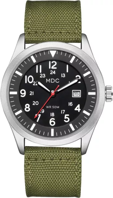 Militär Uhr Herren, Armbanduhr Herren mit Datum Leuchtende 5ATM Grün ÖZENSAAT 2