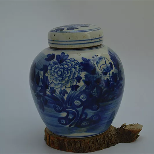 Chinese Porcelain  Qing Dynasty Blue And White Floral Pattern Tea Caddies 6.1''