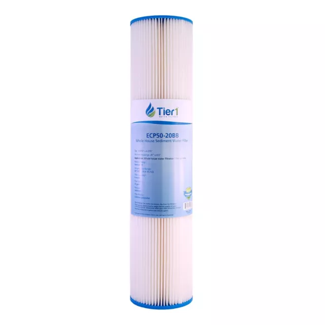 20 x 4.5 Inch 50 Micron ECP50 Pleated Polyester Sediment Tier1 Water Filter