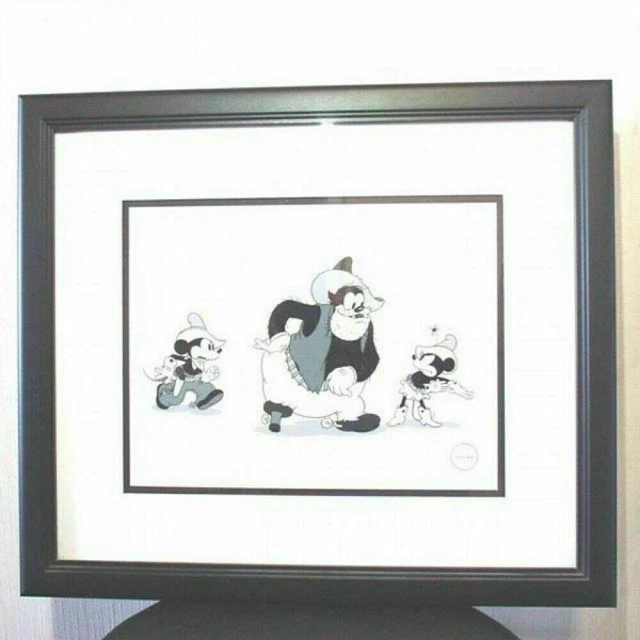 Disney TWO-GUN MICKEY Mickey & Minnie & Pete Cell drawing in the Frame F/S JP