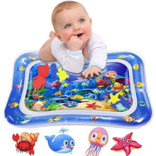 Infinno Inflatable Tummy Time Mat Premium Baby Water Play Mat for Infants Blue