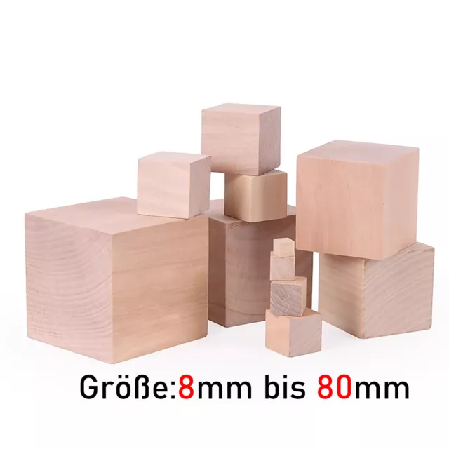 Holzwürfel aus Hartholz DIY Handwerk 8,10,15,20,25,30,35,40,50,60,80 mm