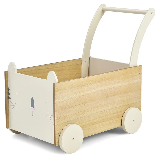 2 En 1 Trotteur Pousseur Enfant Chariot Enfant En Bois Chariot De Marche Avec Ra