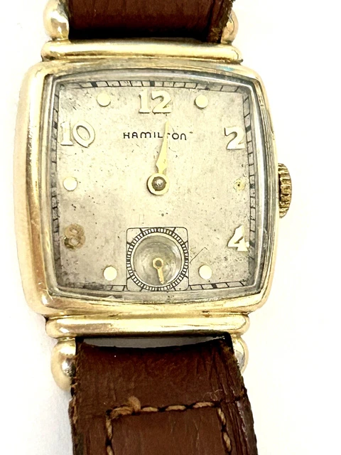 Vintage Mens 14kt Yellow Gold Filled Hamilton Tank 982 Mechanical Wrist Watch