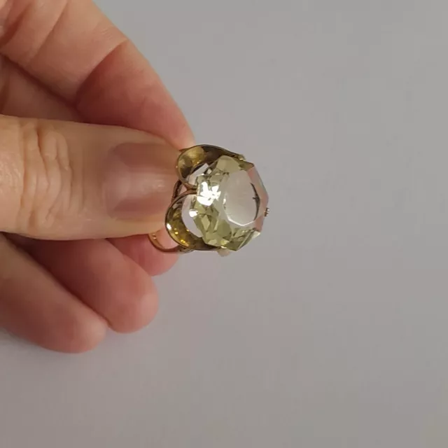 Vintage 9ct Yellow Gold Citrine Ring Hallmarked