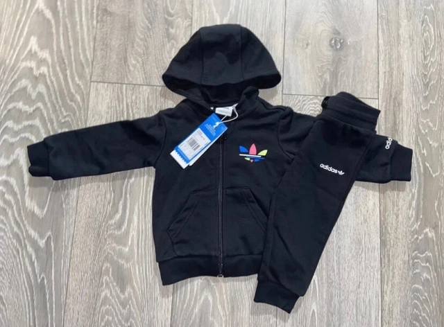 Baby Adidas Adicolour Black Tracksuit Set Size 9-12 Months New