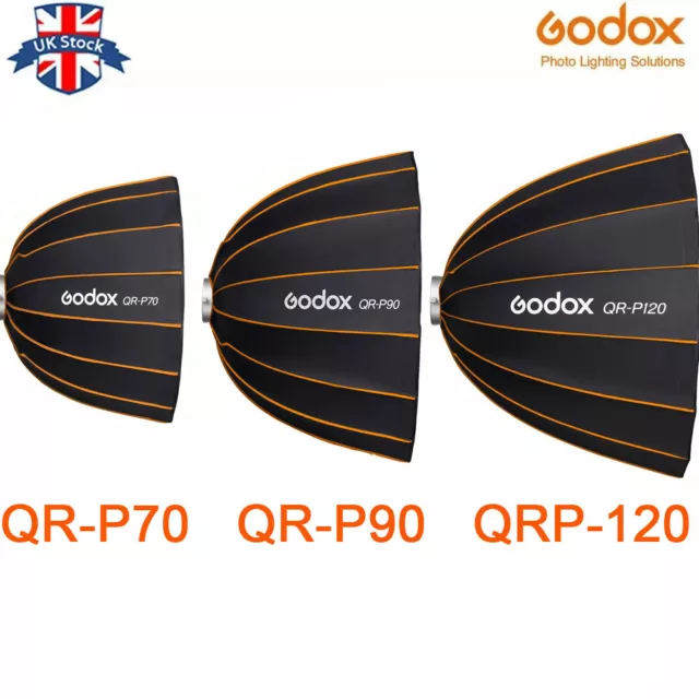 Godox QR-P120 QR-P90 QR-P70 Deep Parabolic Bowens Mount Quick Setup Softbox+Grid