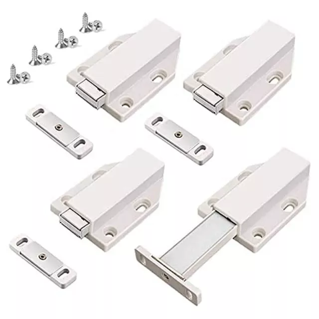 3X(Push Heavy Duty 4 Pack Push to Open Cabinet Hardware Magnetic Contact Latches