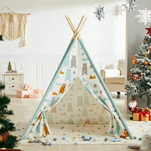 Kids Teepee Tent for Kids,Cotton Canvas Teepee Play Tent for Children