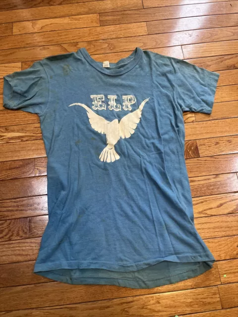 70s Vintage EMERSON LAKE PALMER ELP FLYING BIRD T-Shirt Rock Band RARE Shirt L