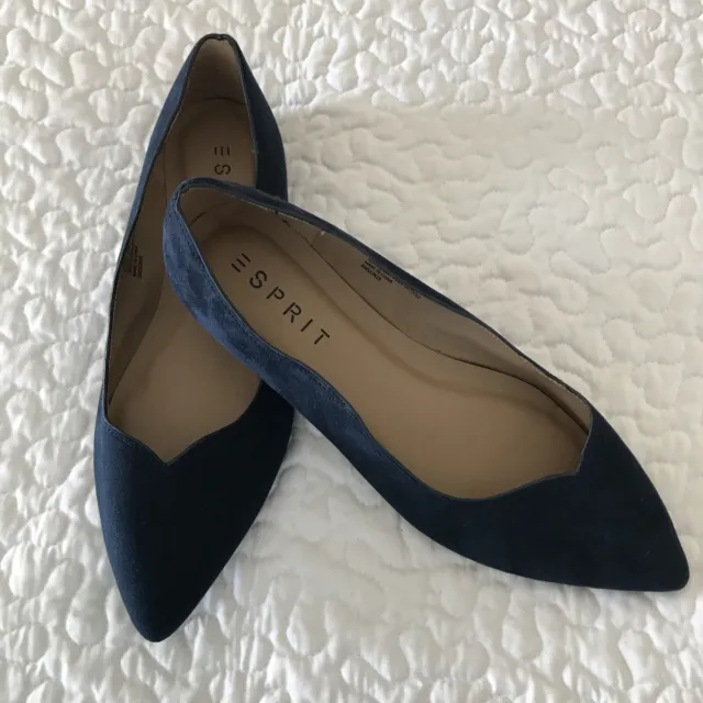 Esprit Womens Ballet Flats Shoes Size 8.5 Style Pamela Black Comfy Mini Heel
