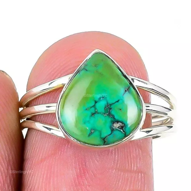 Wedding Gift For Her 925 Silver Natural Tibetan Turquoise Statement Ring Size 9