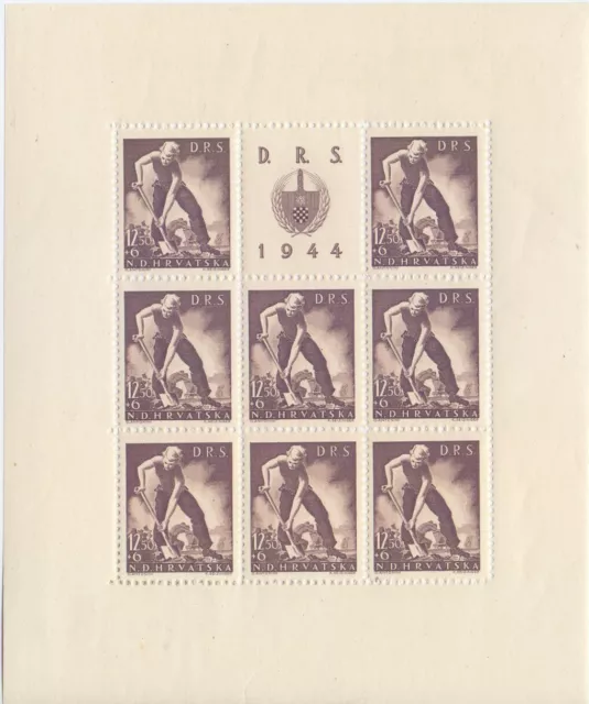 Briefmarken Kroatien 1944, Kleinbogensatz, postfrisch, Mi. Nr. 162-165