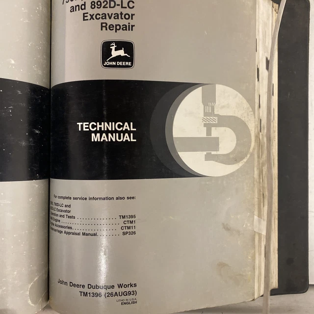 John Deere 790d/790d-lc/892d-lc complete manuals set tm1395/tm1396 + opr. manual