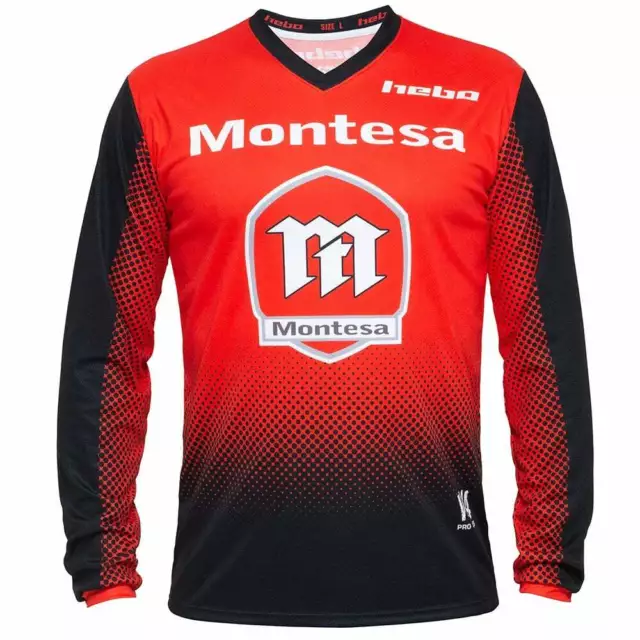 Hebo Adults Classic Montesa Motorcycle Trials Riding Jersey - Red