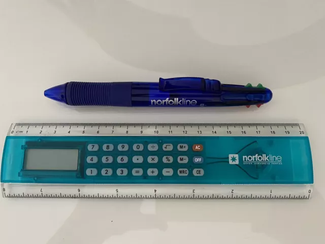Norfolkline Calculator Ruler & Multicolour Pen  Collector’s Item
