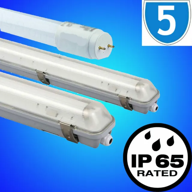 5x 600mm T8 LED Tube Fitting IP65 Outdoor Non Corrosive Batten Fixture Lighting