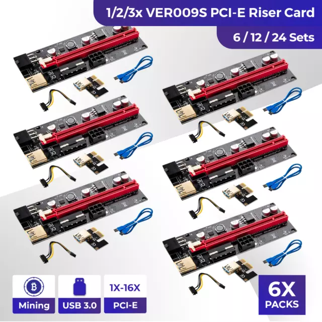 VER009S PCI-E Riser Card PCIe 1x to 16x USB 3.0 Data Cable GPU Mining