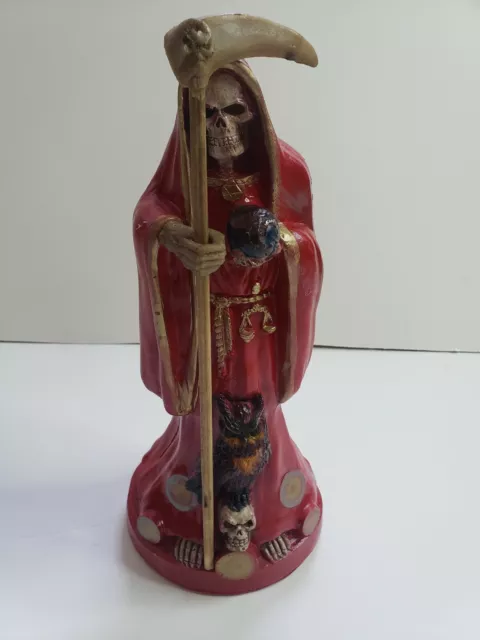 Santa Muerte Color Red 13" Holy Death Statue/ Grim Reaper / Buena Suerte / Fix