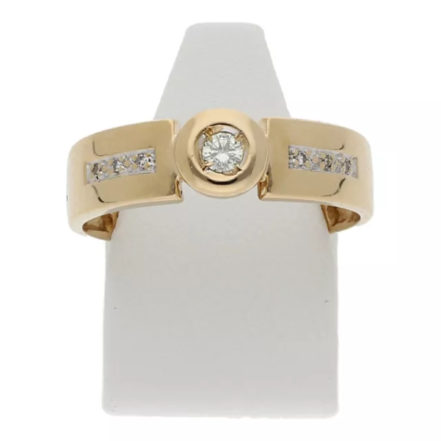 Diamant Brillant Ring 0,10 ct 585 Gelbgold Gr 58 14 Karat Damen Schmuck R02.7786