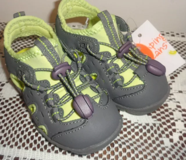 Jumping Beans Water Friendly 6T Green & Gray Pull Tight Sandals NEW with TAGS