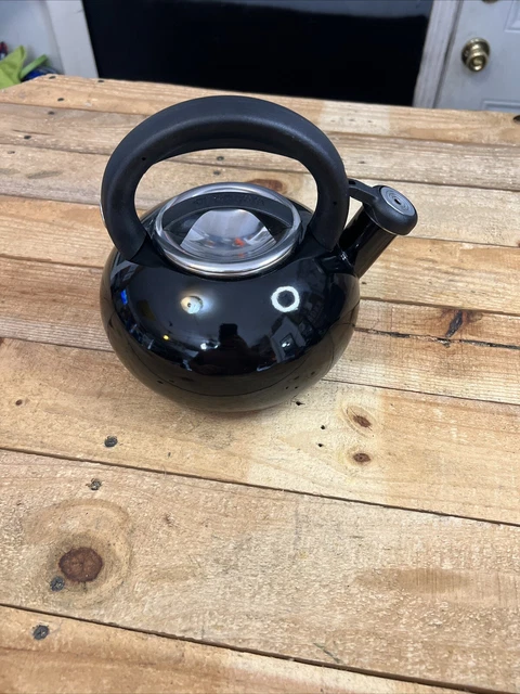VTG CIRCULON WHISTLING TEA POT KETTLE BLACK ENAMEL 1.5 QT 1.4L w/LID